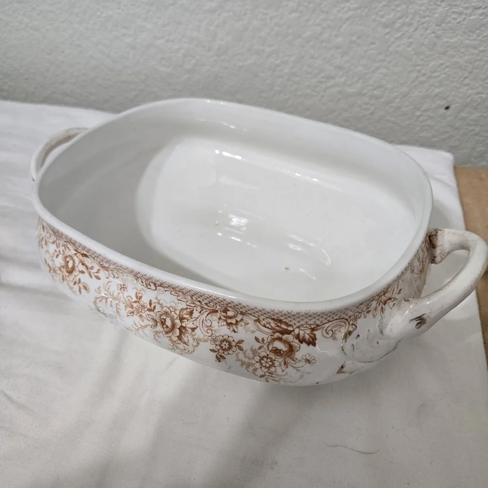 H ALCOCK ENGLAND UTOPIA PAT BROWN TRANSFER SOUP TUREEN CASSEROLE